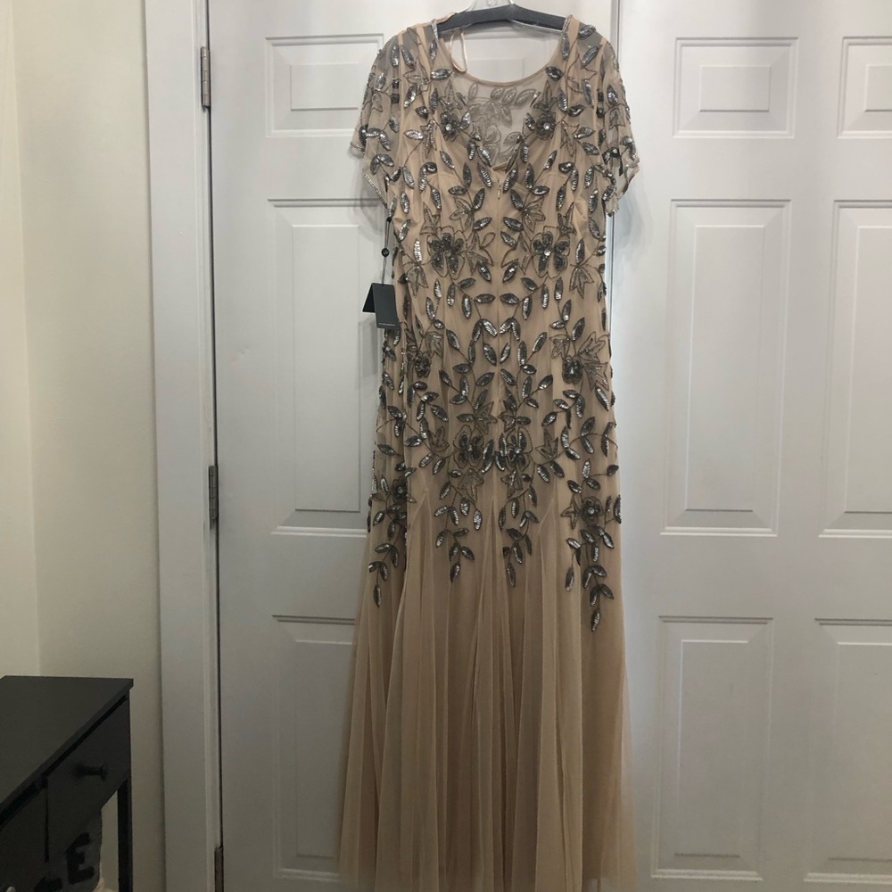 Adrianna Papell Embellished black tie Dress in Blush and Silver - Picture 6 of 6
